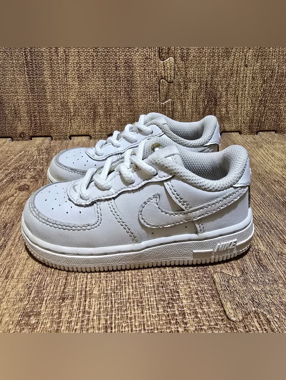 Nike Air Force 1 Low Top White Leather Lace-Up Kids DH2926-111 Size 8c Toddler